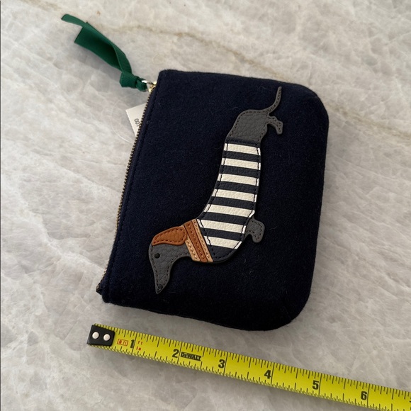 Talbots Dachsund Dog Coin Purse Navy Blue & Faux Leather Zipper Pouch Wallet - Picture 6 of 6